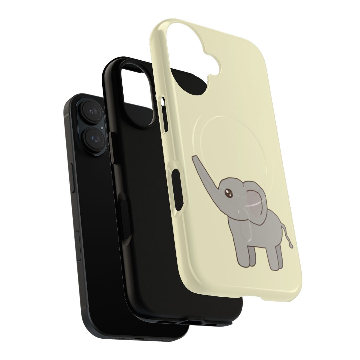 Cute cartoon baby elephant lifting its trunk on a magnetic tough phone case. - Layers