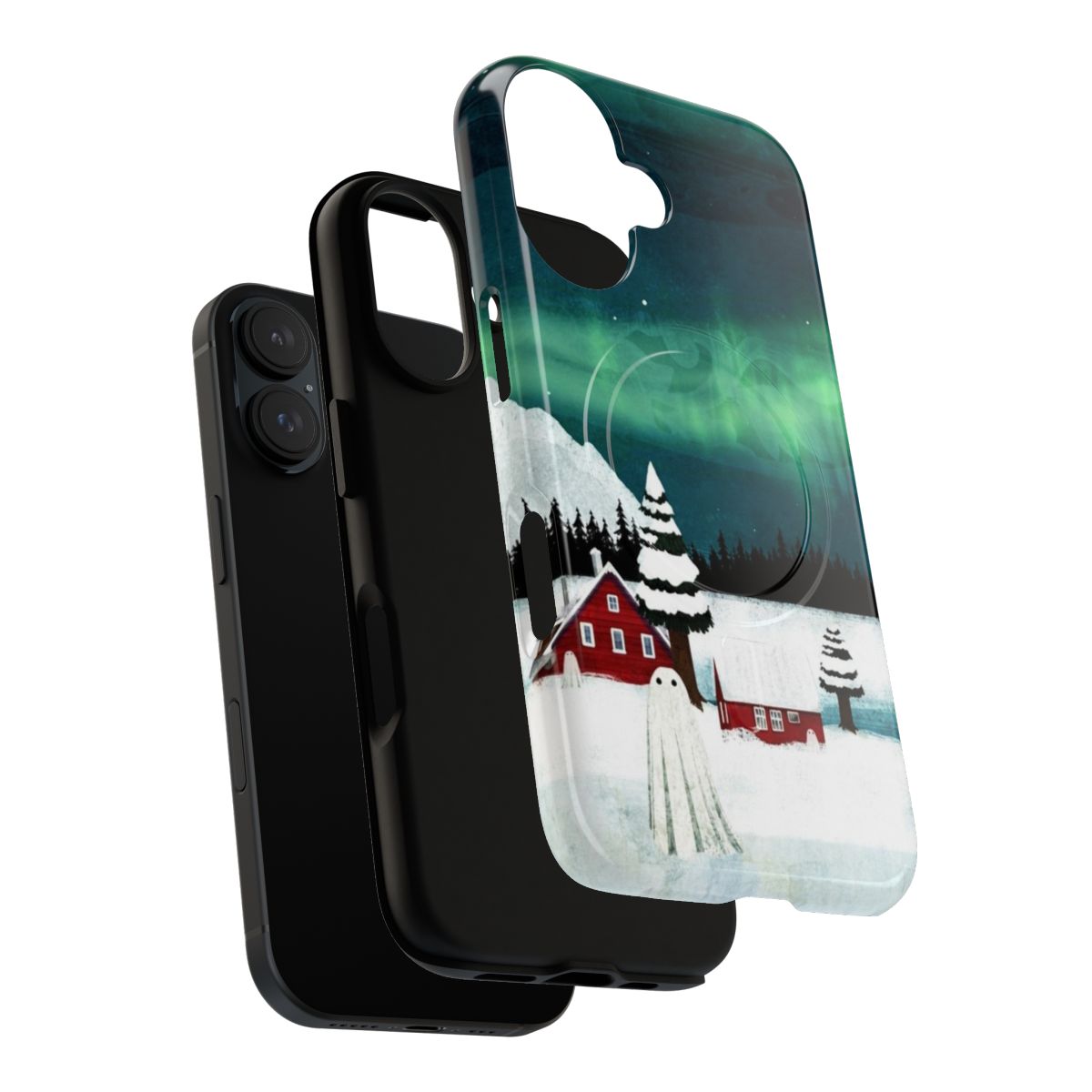 Magnetic tough phone case featuring a beautiful northern lights landscape design - Layers