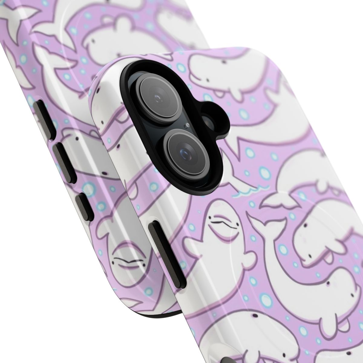 White beluga whale with cartoon bubbles on a tough magnetic phone case - Detail