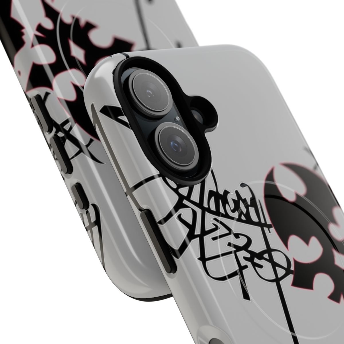 A magnetic, tough phone case featuring a reaper modulation decal design inspired by the anime and video game "The World Ends With You". - Detail