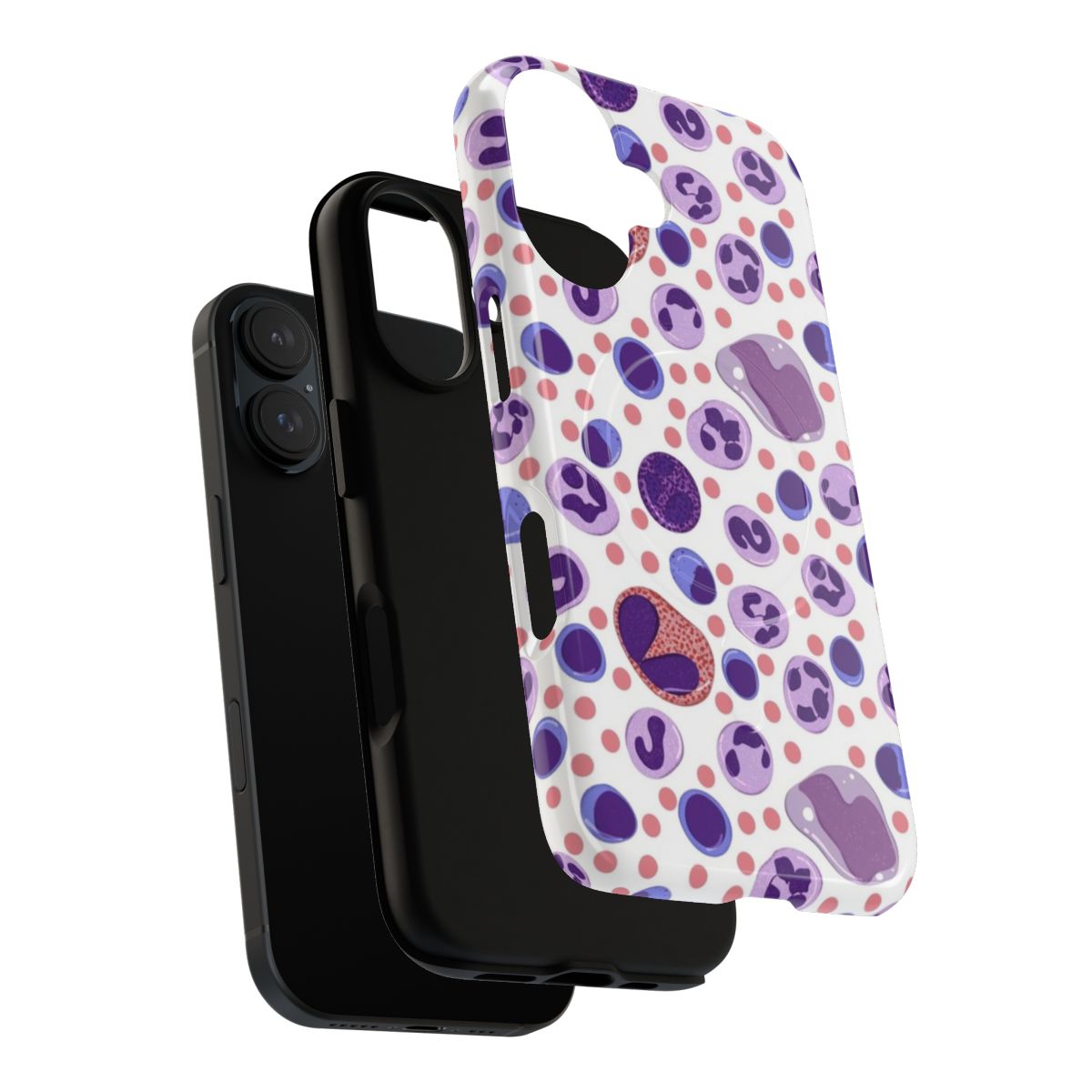 A phone case featuring a pattern of large white blood cells, perfect for medical laboratory science professionals. - Layers