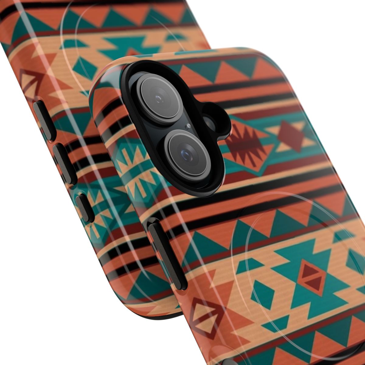 Turquoise Beige Terracotta Southwestern Design Magnetic Tough Phone Case - Detail