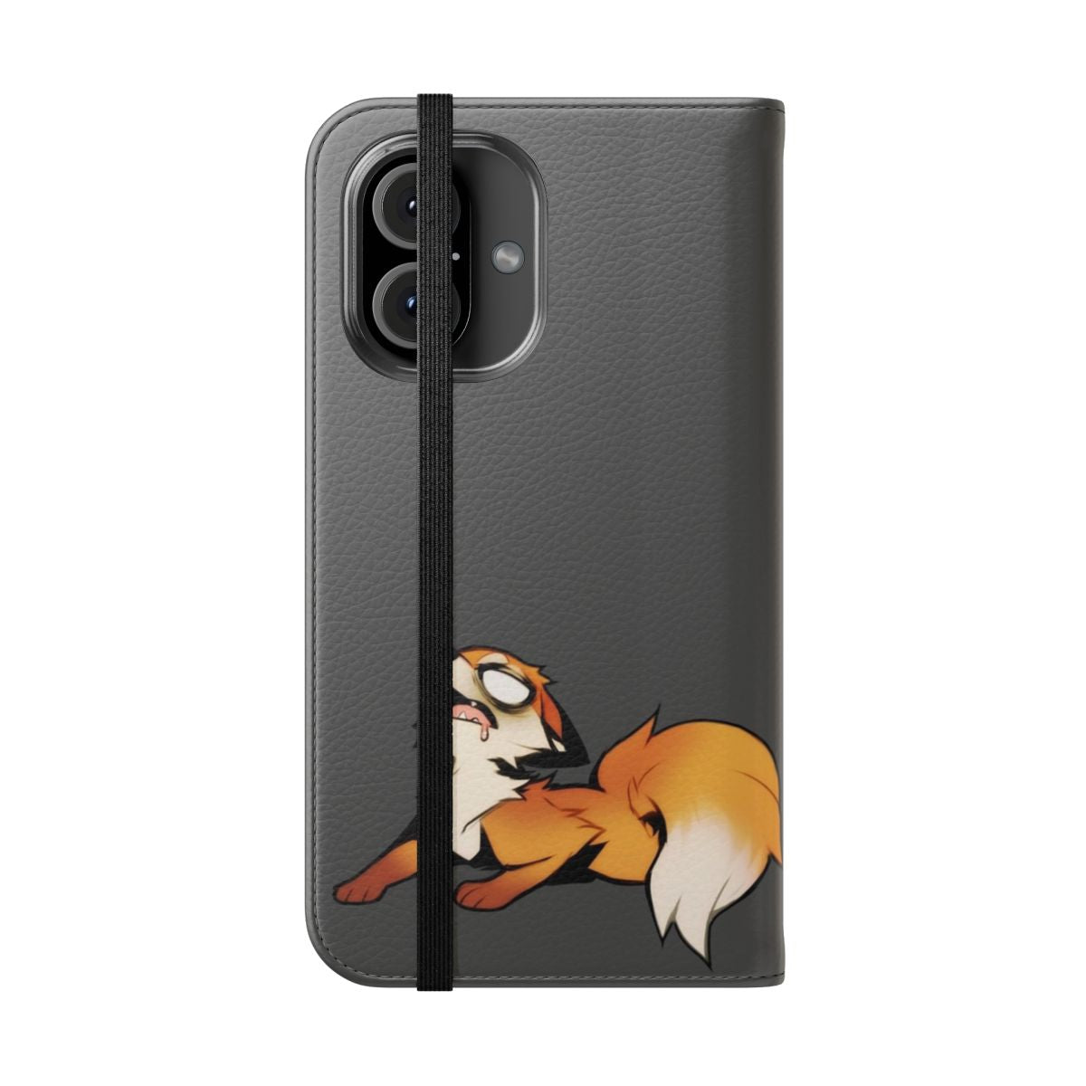 Exhausted Furry Fox Flip Cover Phone Case - Folded Front