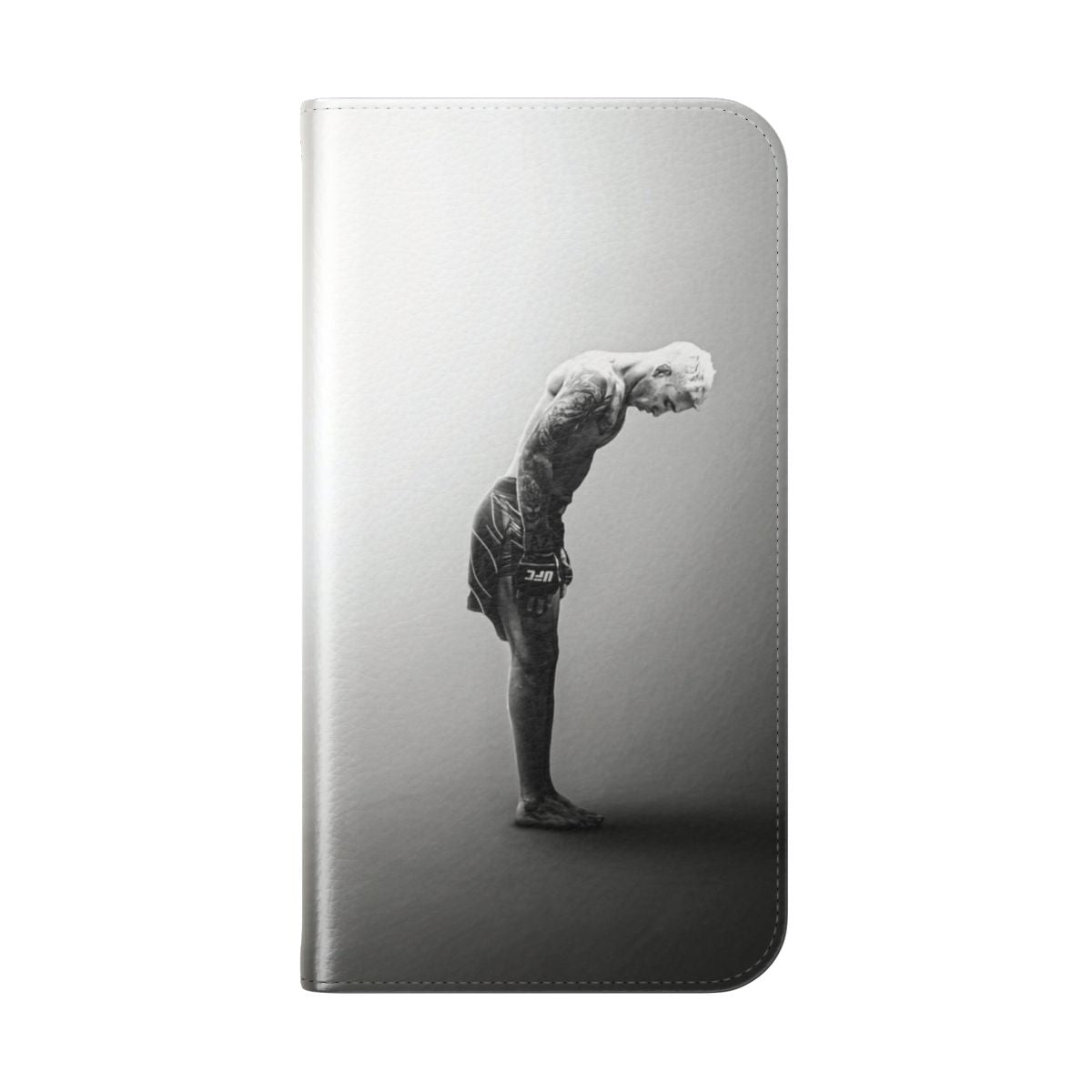 Flip cover phone case featuring an illustration of UFC fighter Charles Oliveira, also known as "Do Bronx" - Folded Back