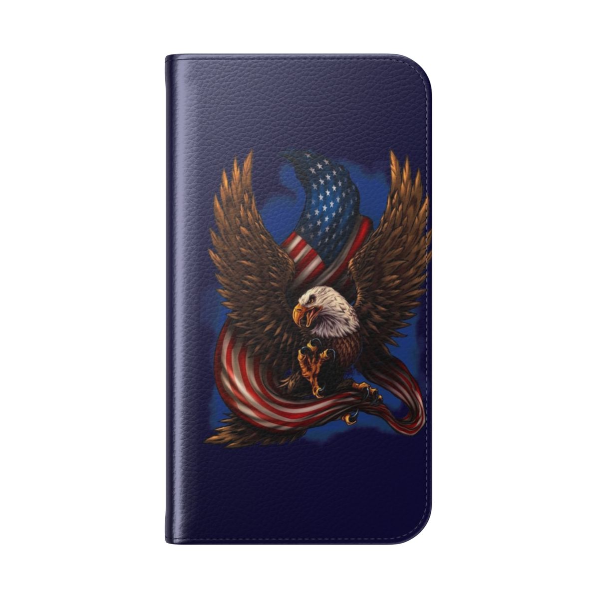 Patriotic phone case cover with American flag and bald eagle design - Folded Back