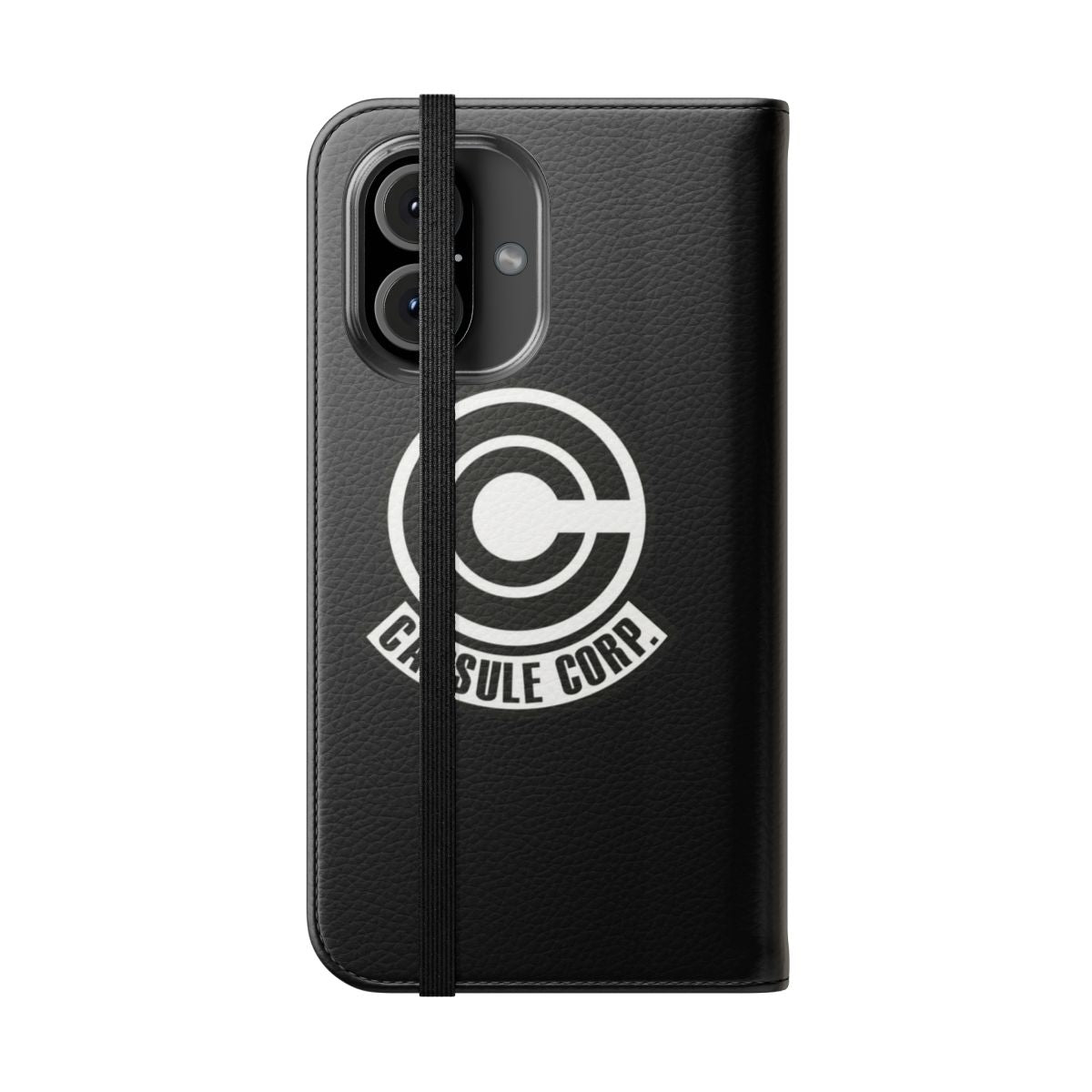 Capsule Corp-Themed Flip Cover Phone Case with Anime-Inspired Design - Folded Front