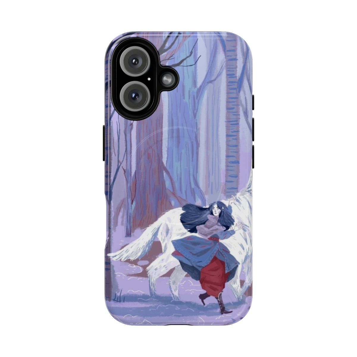 Tolkien-inspired Luthien phone case with purple forest design