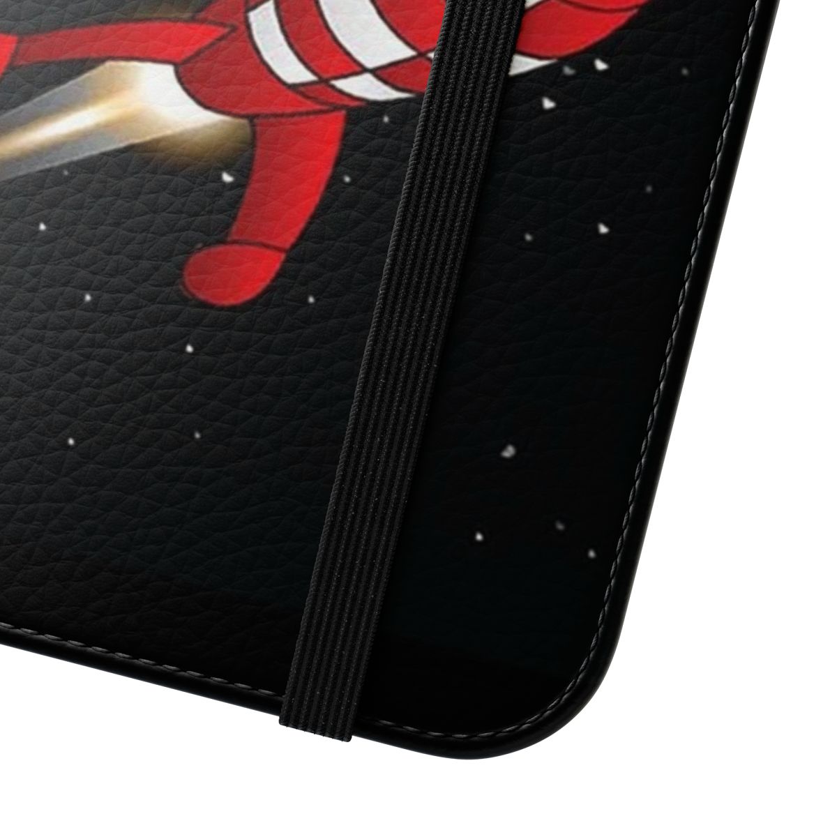 Rocket-themed flip cover phone case with Tintin rocket design - Close Up