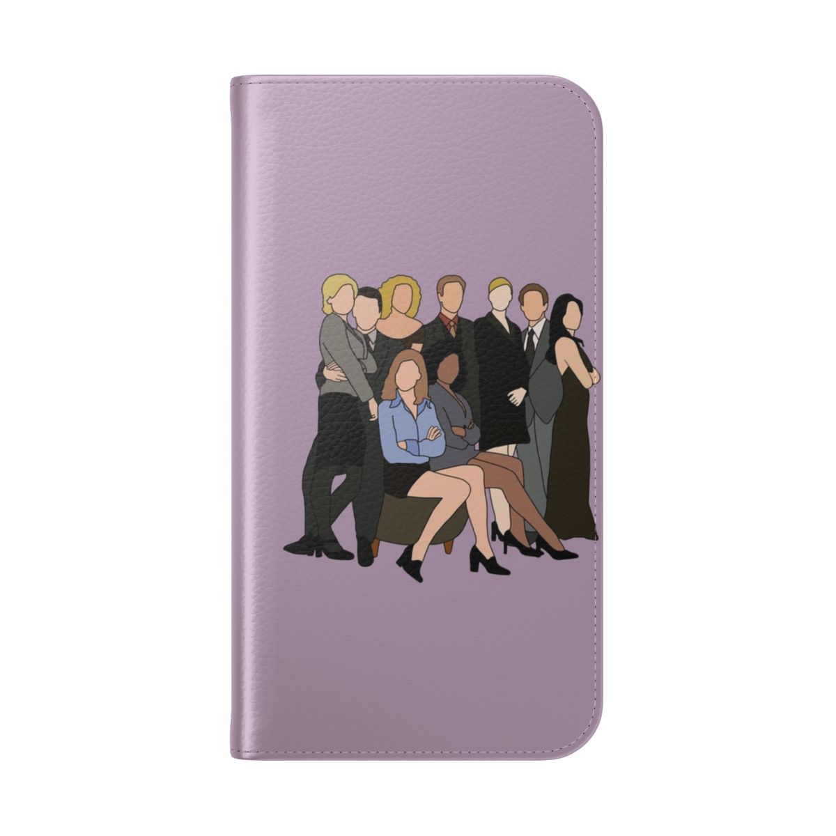 Flip cover phone case featuring Ally McBeal and other characters from the 90s TV show. - Folded Back