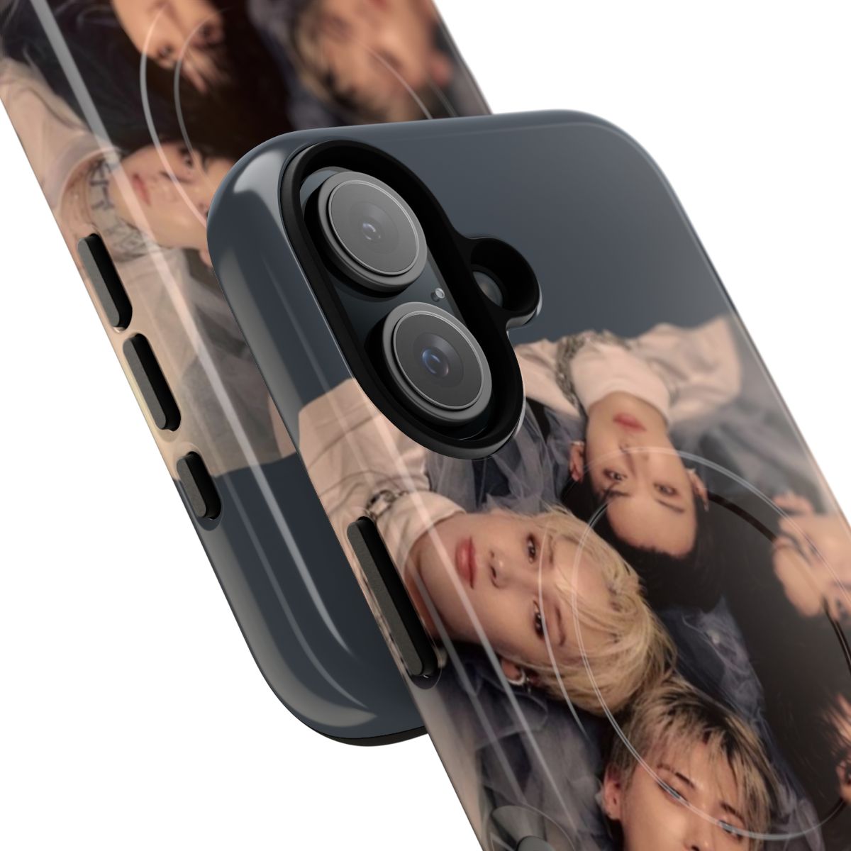 Stylish magnetic phone case featuring the TXT members - Detail