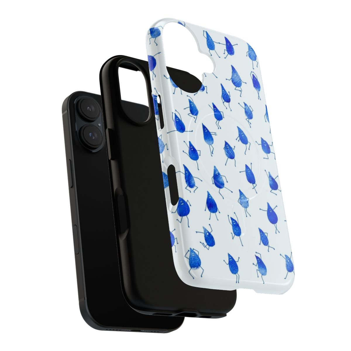 Colorful phone case with a whimsical rain dance pattern. - Layers