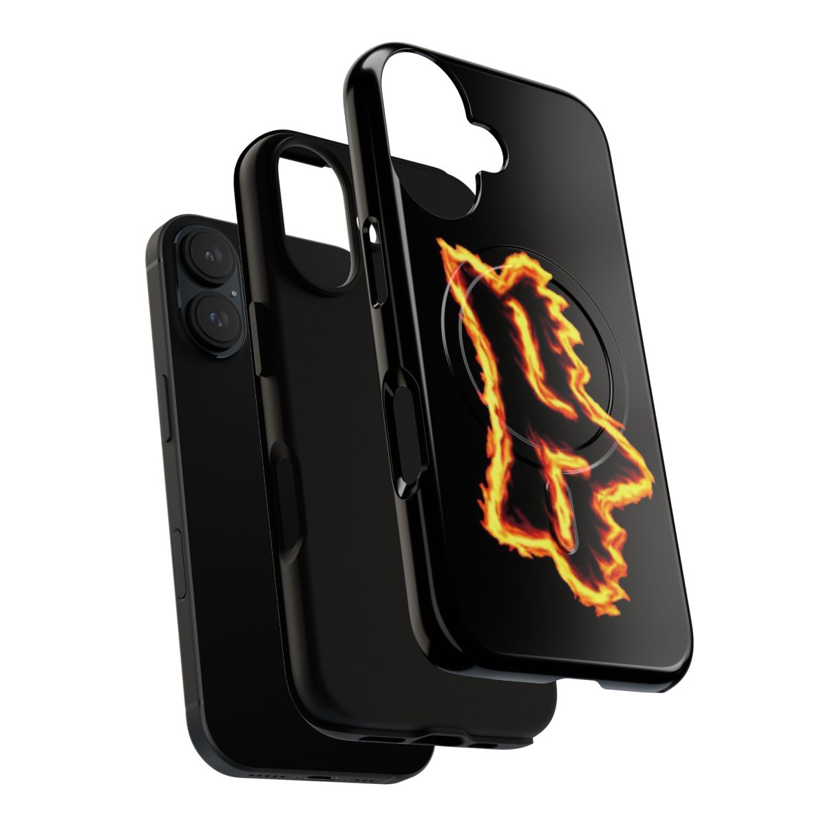 Magnetic tough phone case with a fiery fox head design - Layers