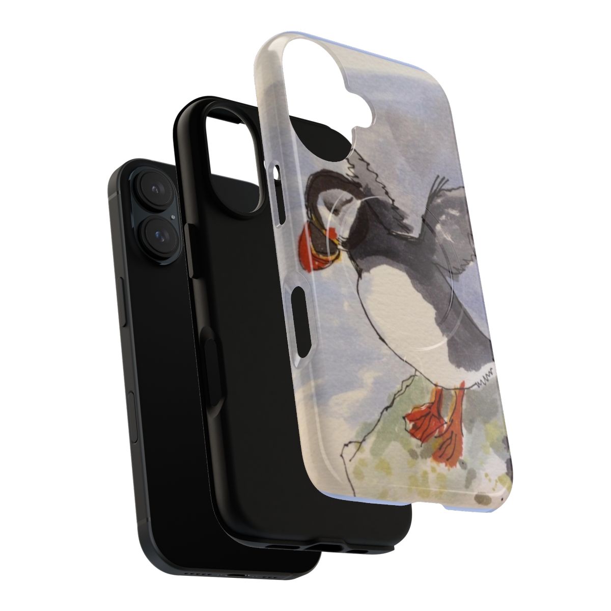 Puffin-themed magnetic phone case with a tough, durable design - Layers