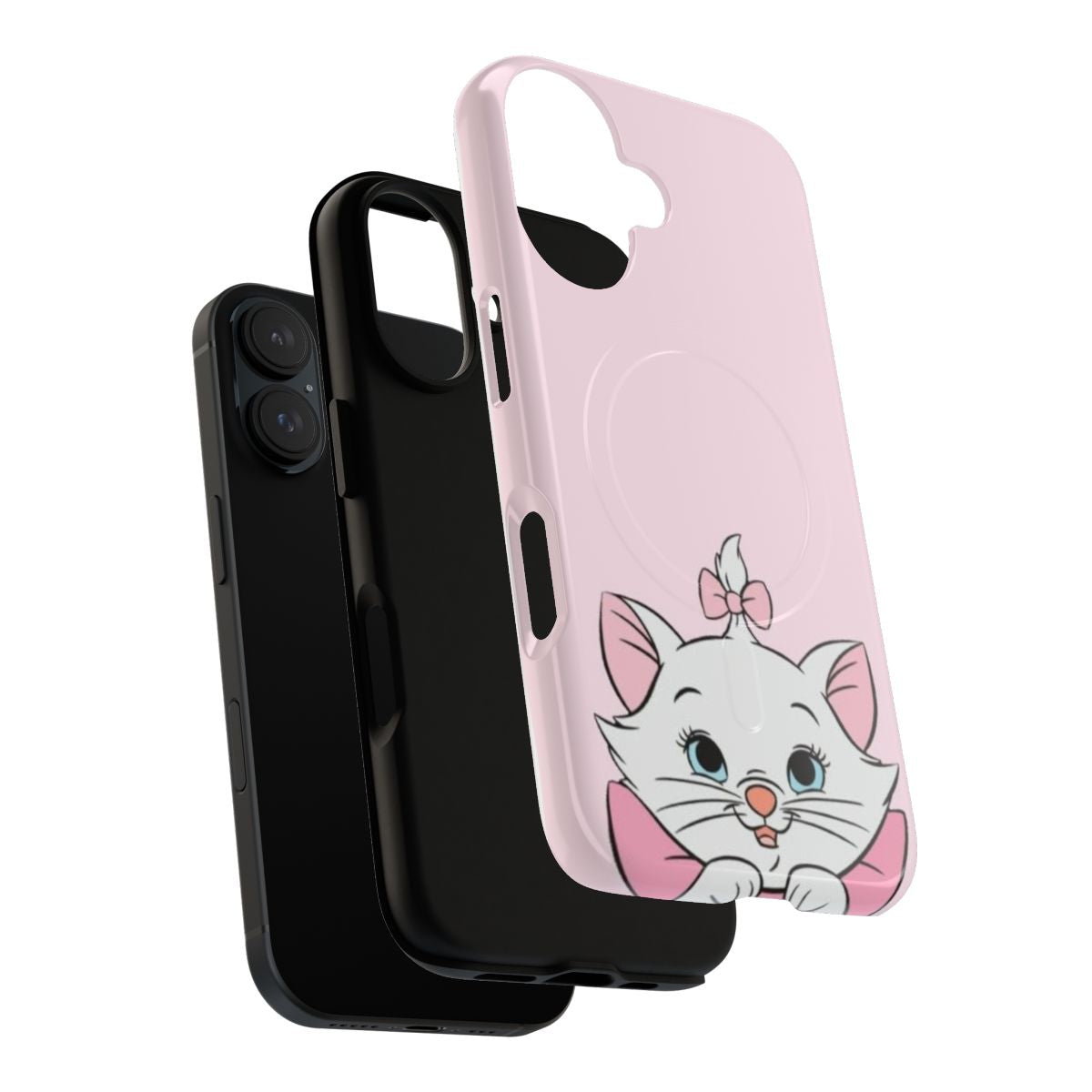 Stylish Magnetic Tough Case for iPhone with Pink Cat Motif - Layers