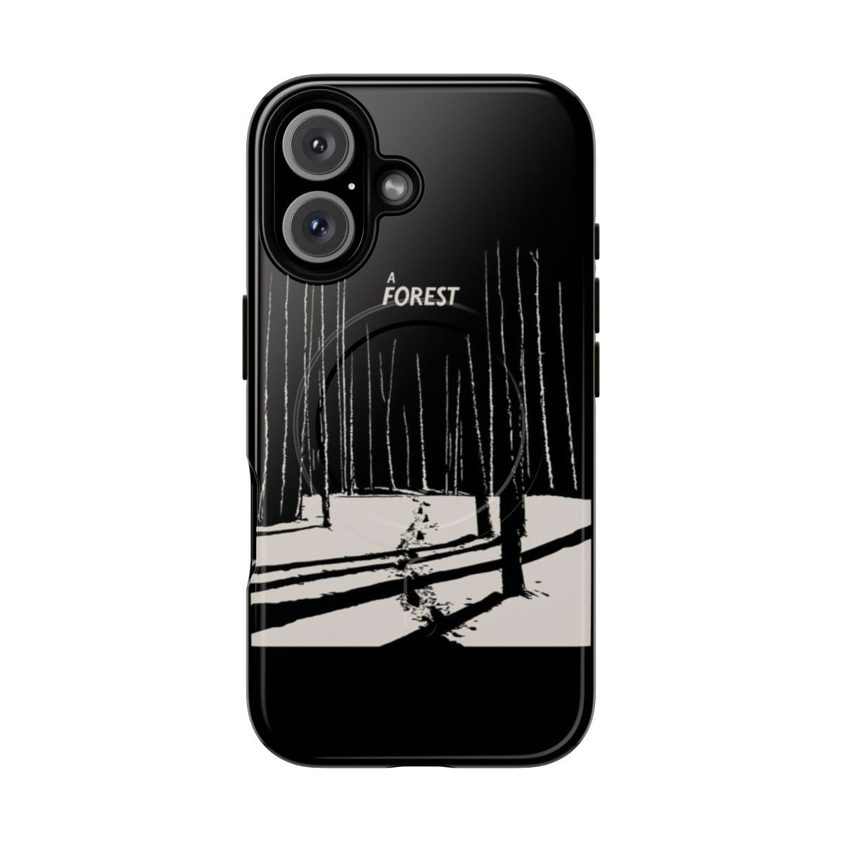 Magnetic tough winter phone case featuring a forest design inspired by the iconic British post-punk band The Cure.