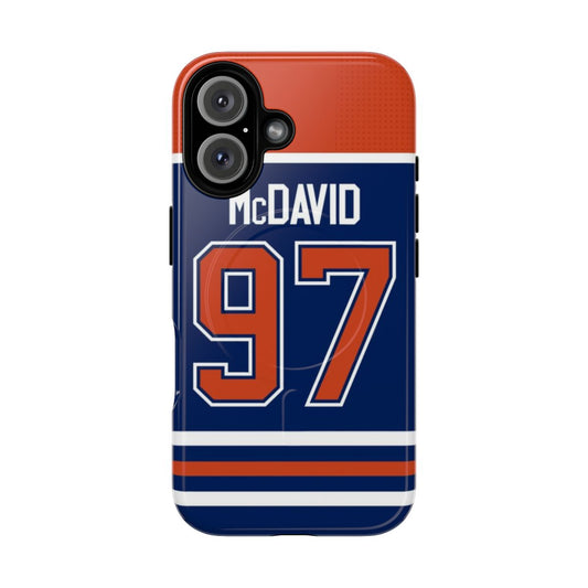 Edmonton Oilers Inspired Magnetic Tough Phone Case with Connor McDavid Design