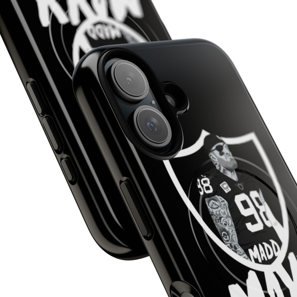 Raiders-inspired magnetic tough phone case with Maxx Crosby design - Detail