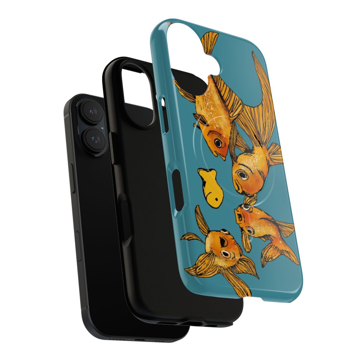 Colorful phone case featuring a playful goldfish design - Layers