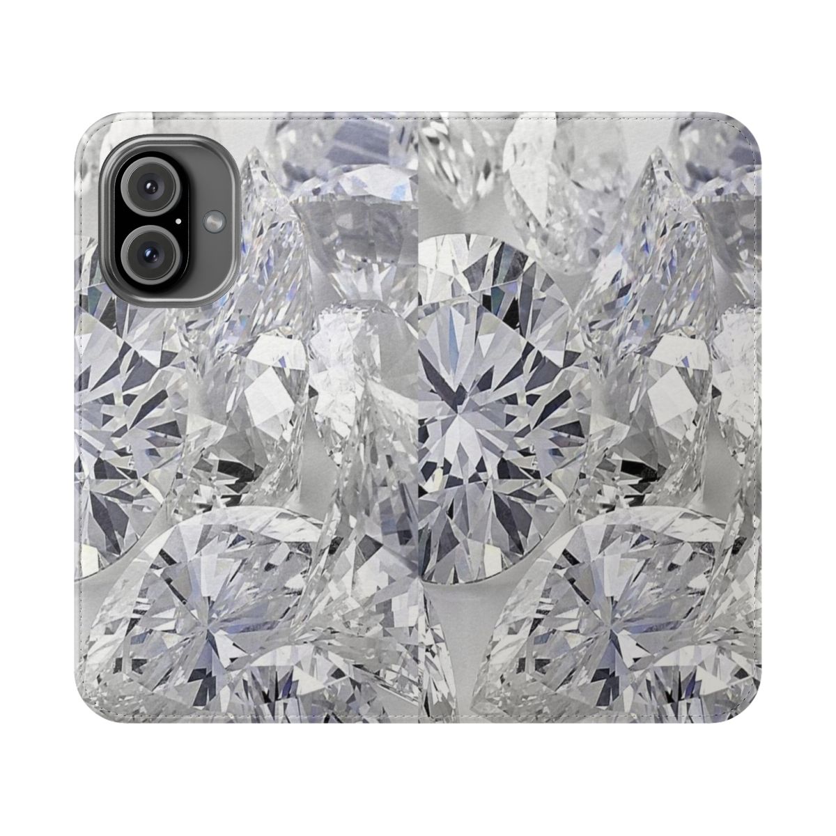 Stylish and unique phone case with diamonds and artistic rapper design