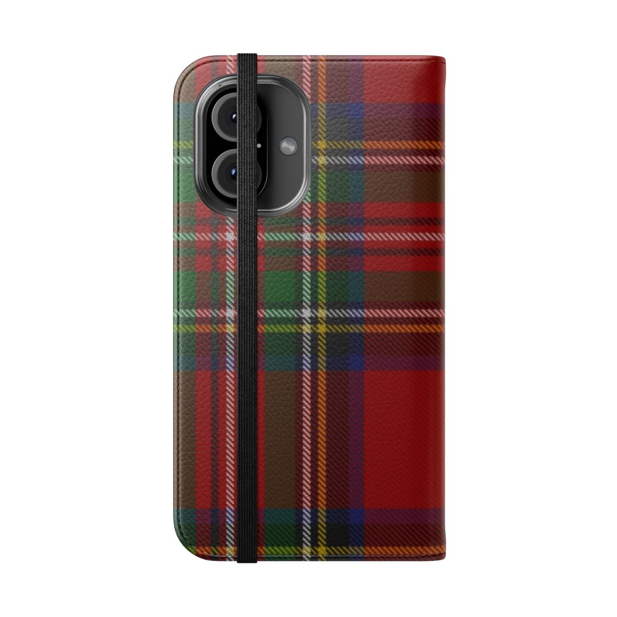 Royal Stewart inspired tartan plaid pattern printed on a smartphone phone case cover - Folded Front