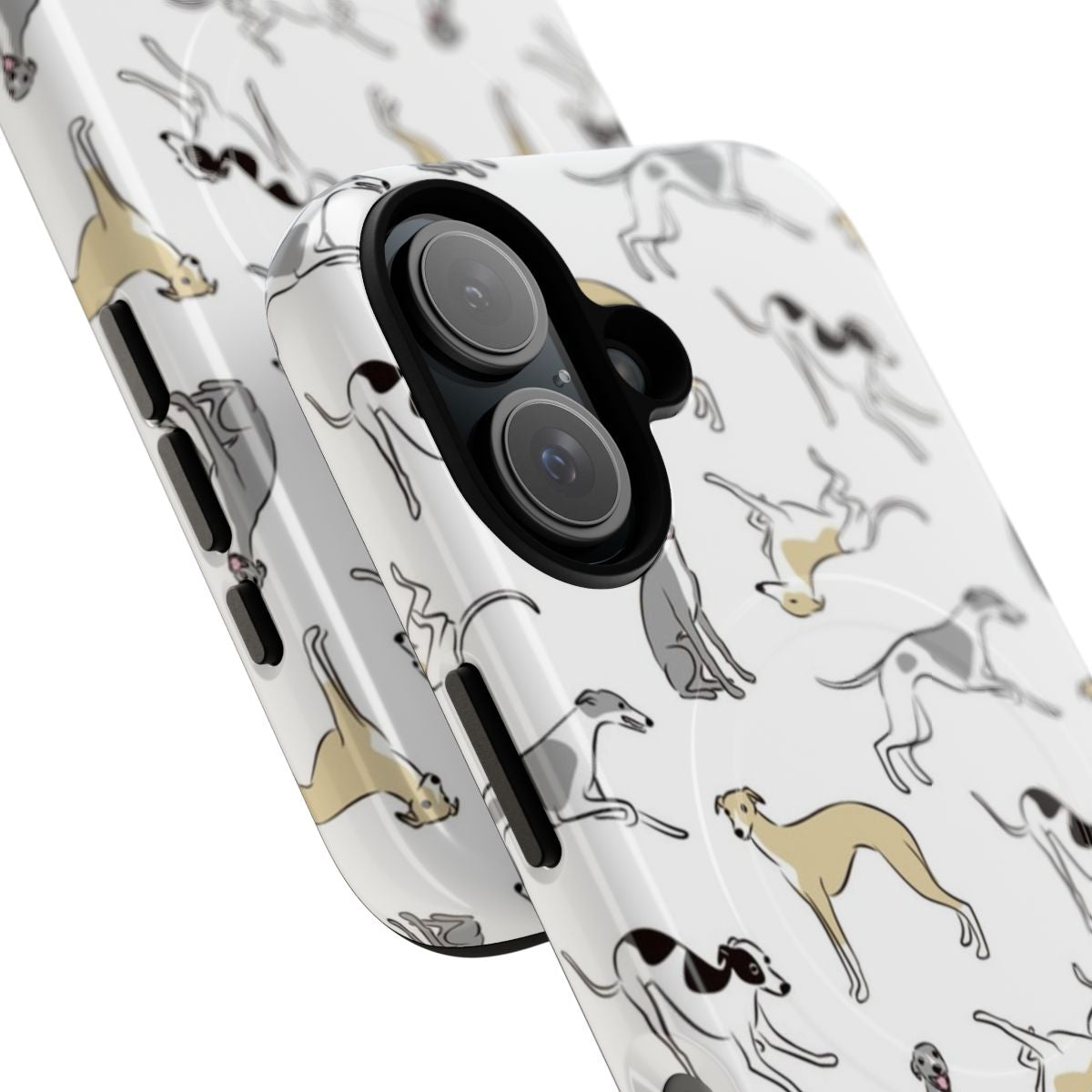 Sighthound-themed tough magnetic phone case for whippets and Italian greyhounds - Detail