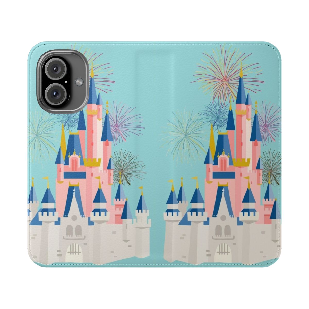 Whimsical fairy tale castle phone case with sparkly design