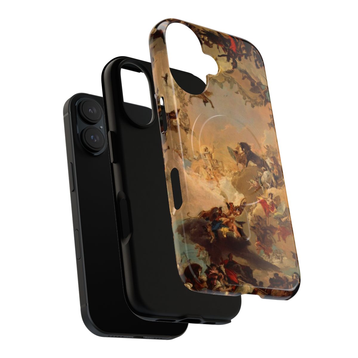 A phone case featuring a beautiful Rococo-style illustration of the planets and celestial bodies. - Layers