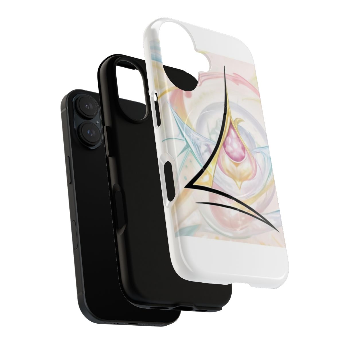 Phone case with a simple black and white magical sigil design for prosperity and wealth - Layers