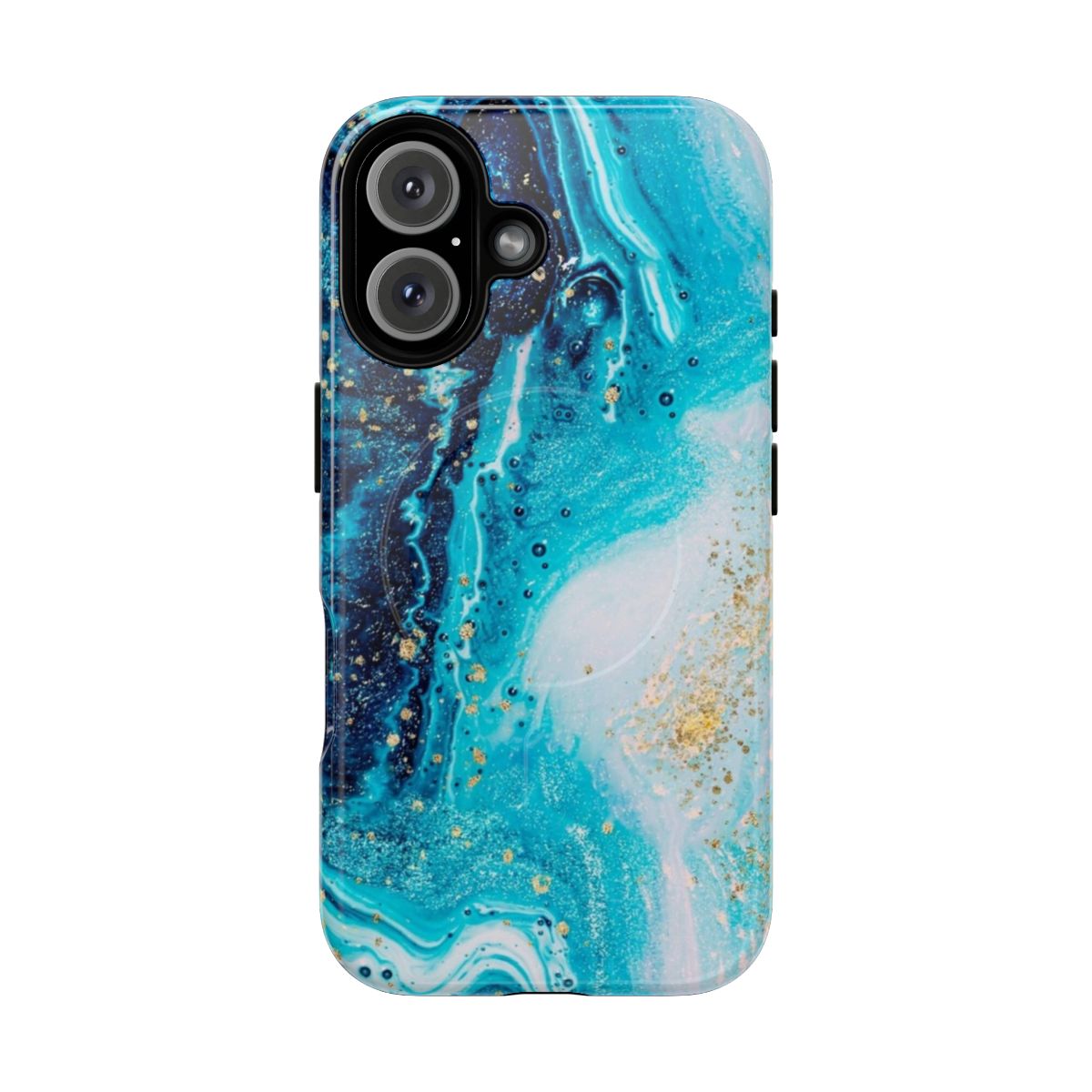 Teal blue marble pattern magnetic tough phone case