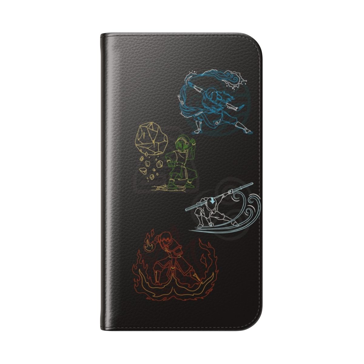 Vibrant illustration of Aang, Katara, Toph, and Zuko from Avatar: The Last Airbender on a phone case - Folded Back