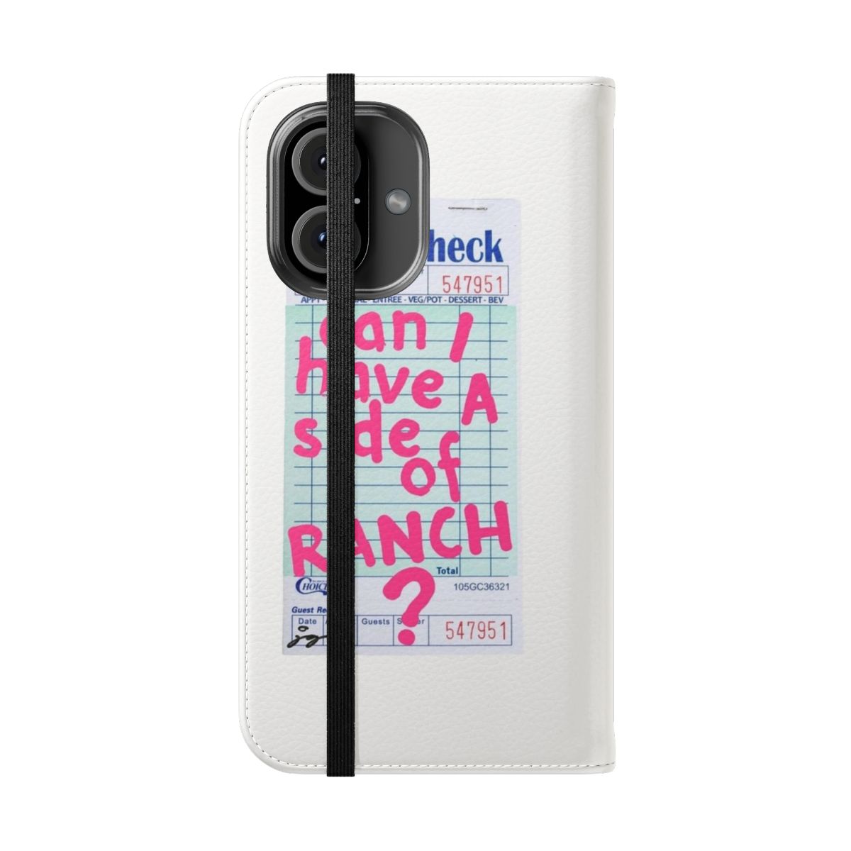 Stylish pink flip phone case with a trendy college-inspired collage design - Folded Front