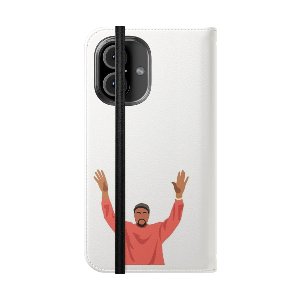 Sleek and protective flip cover phone case featuring a Kanye-inspired design - Folded Front