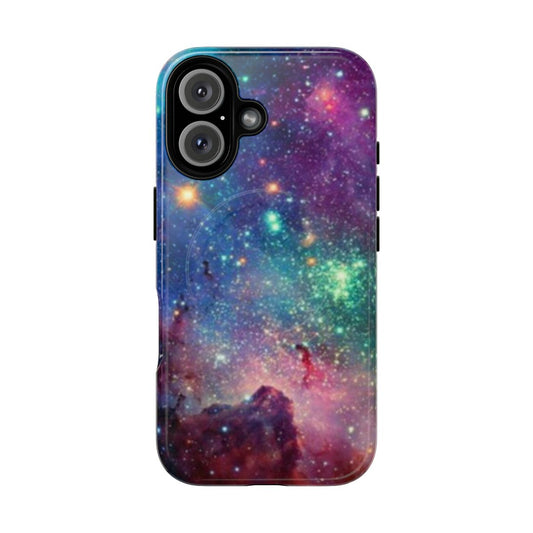 Stylish galaxy-themed phone case with planets, stars, and cosmic elements