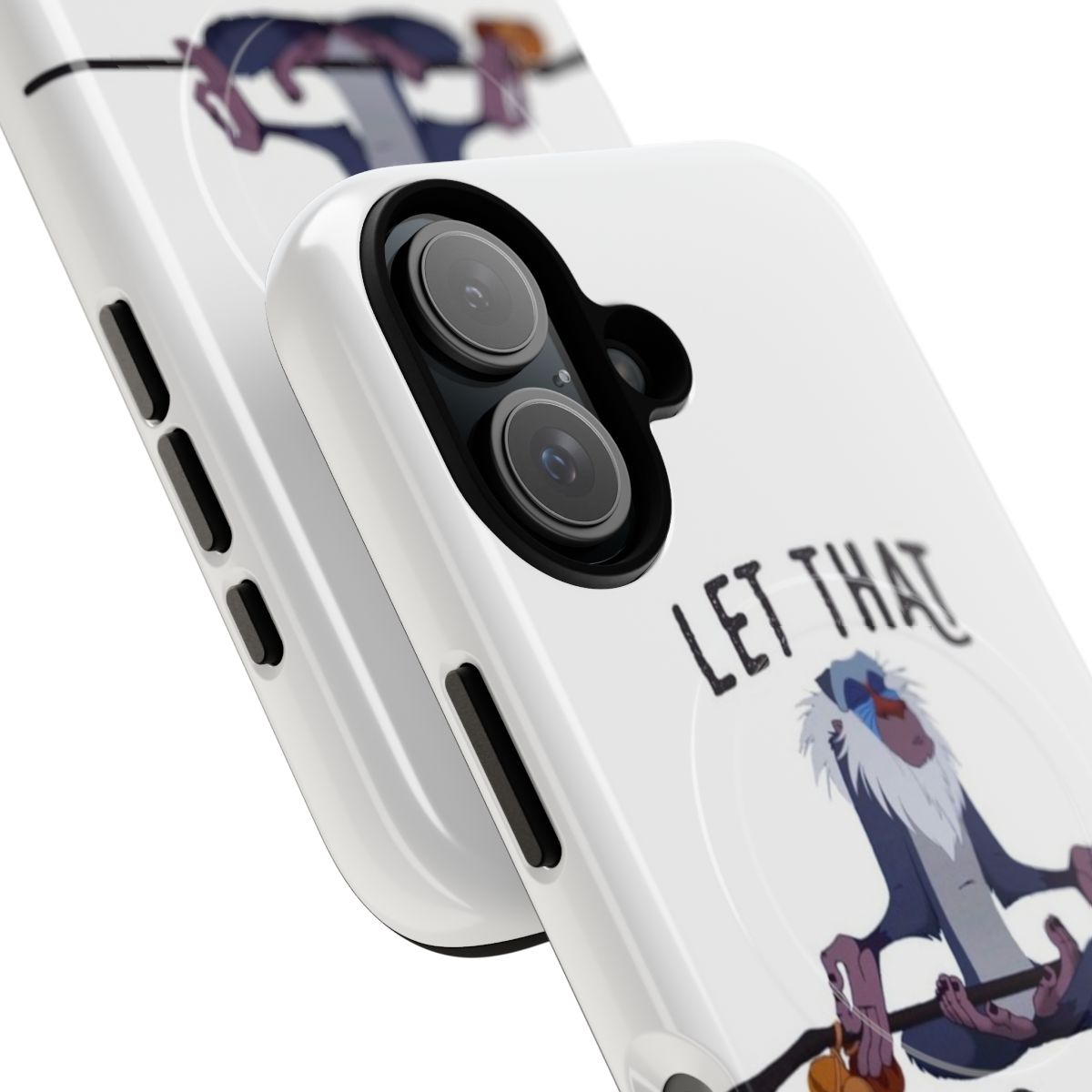 Magnetic tough phone case with quote "Let that shit go" and peaceful imagery - Detail