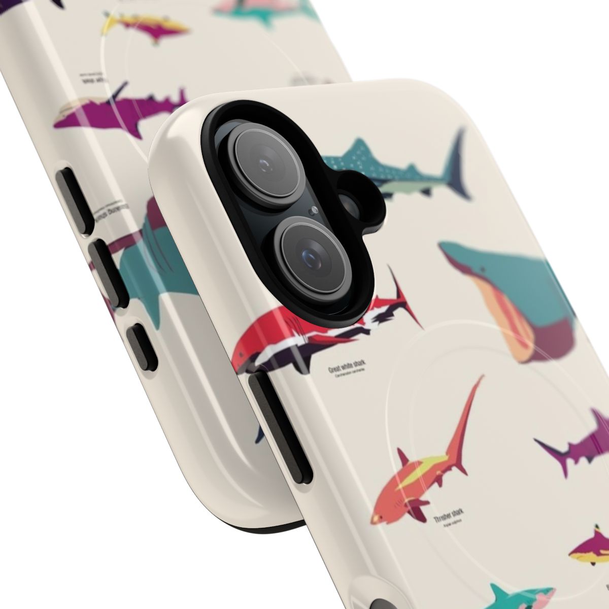 Tough magnetic phone case with detailed shark artwork - Detail