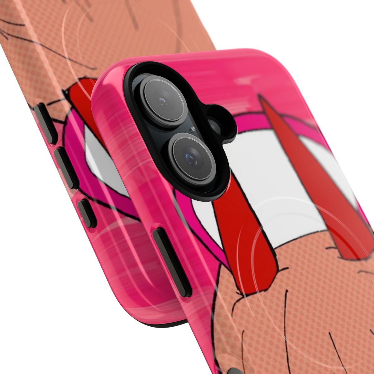 Image of a nurse-themed phone case with a peeking power devil design - Detail