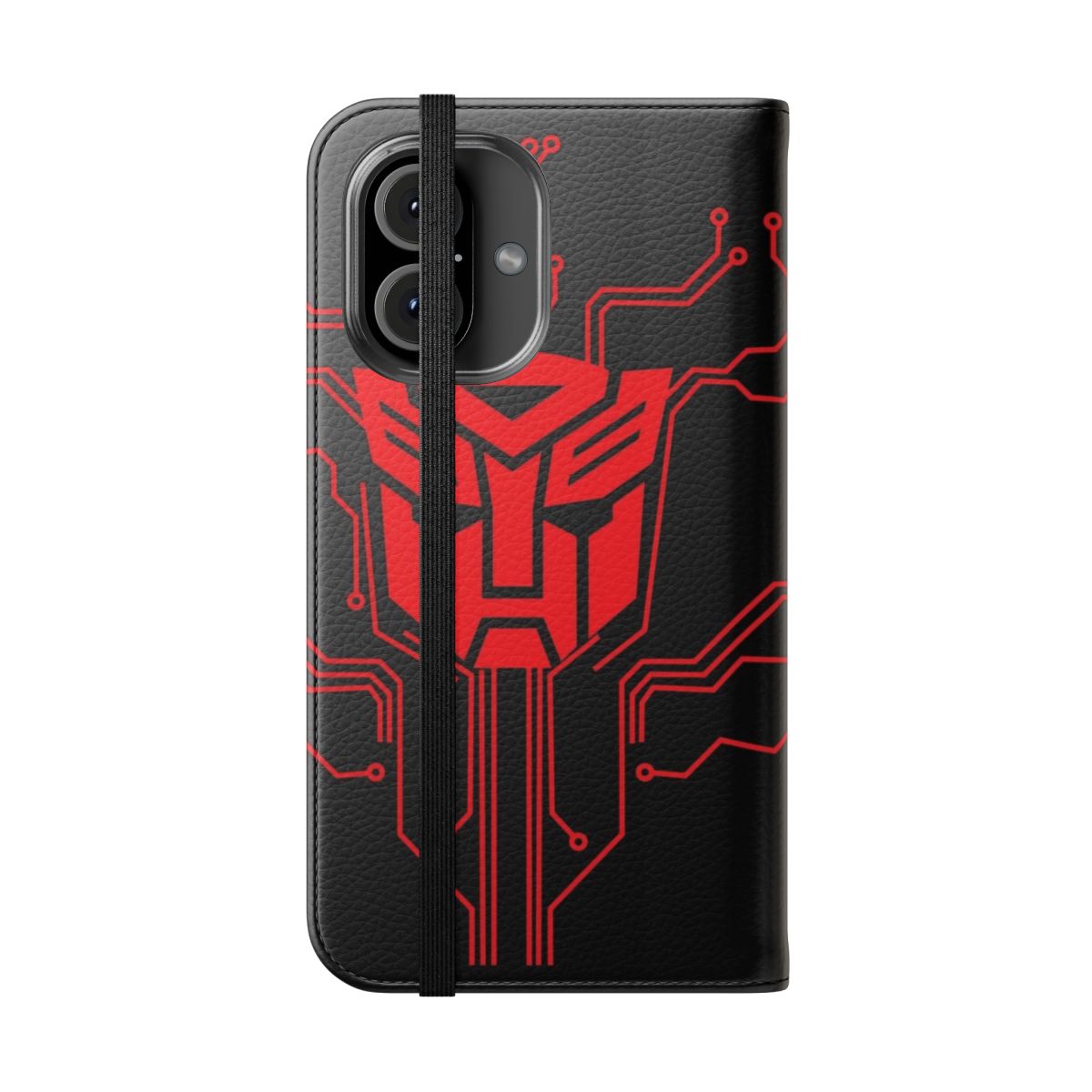 Transformers-inspired Autobot-themed flip cover phone case - Folded Front