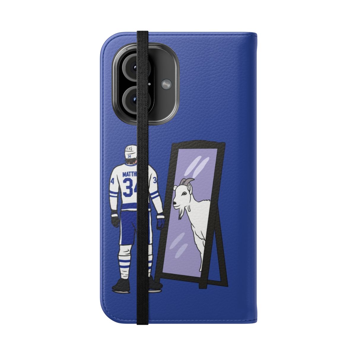 Flip cover phone case featuring Auston Matthews inspired design with the Toronto Maple Leafs logo - Folded Front