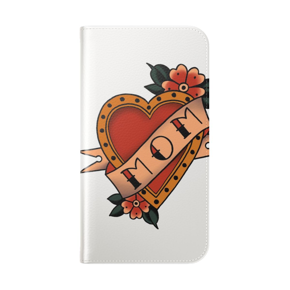 Customizable phone case with a heart and love design for moms - Folded Back