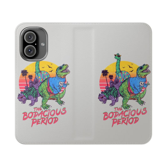 Vibrant dinosaur-themed retro phone case in a variety of summer-inspired colors and patterns.