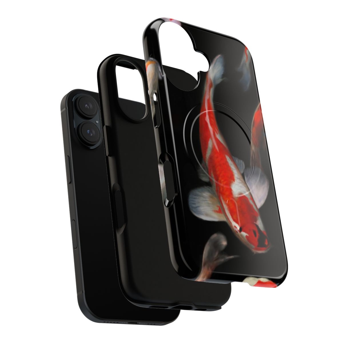 Sleek magnetic tough phone case featuring a beautiful koi fish illustration - Layers