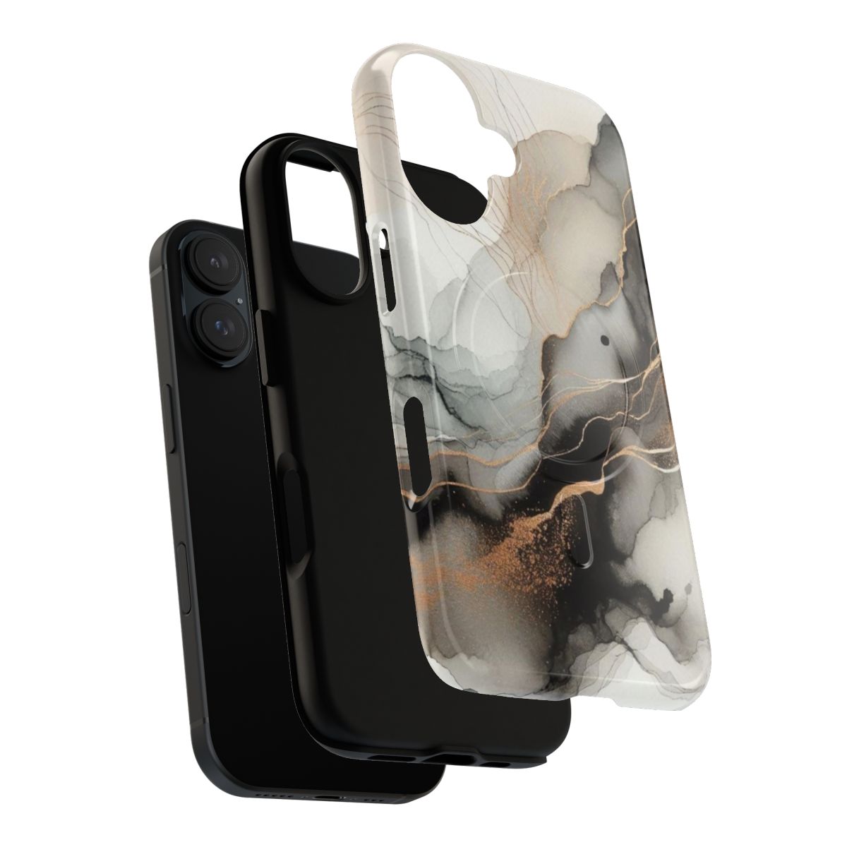 Abstract watercolor art design with golden veins and metallic accents on modern, chic phone case - Layers