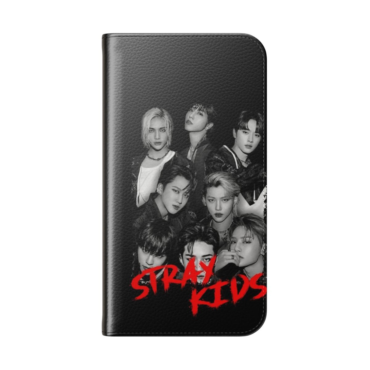 Stray Kids inspired phone case with a sleek black and white design and RGB color accents - Folded Back