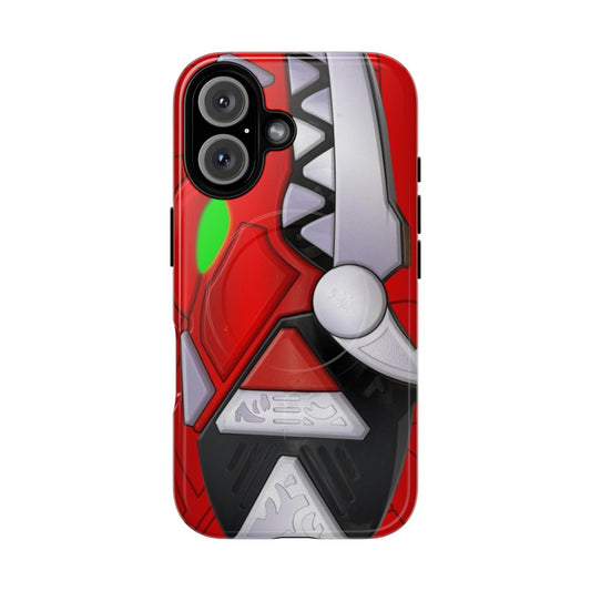 Dinosaur-themed red magnetic and tough phone case