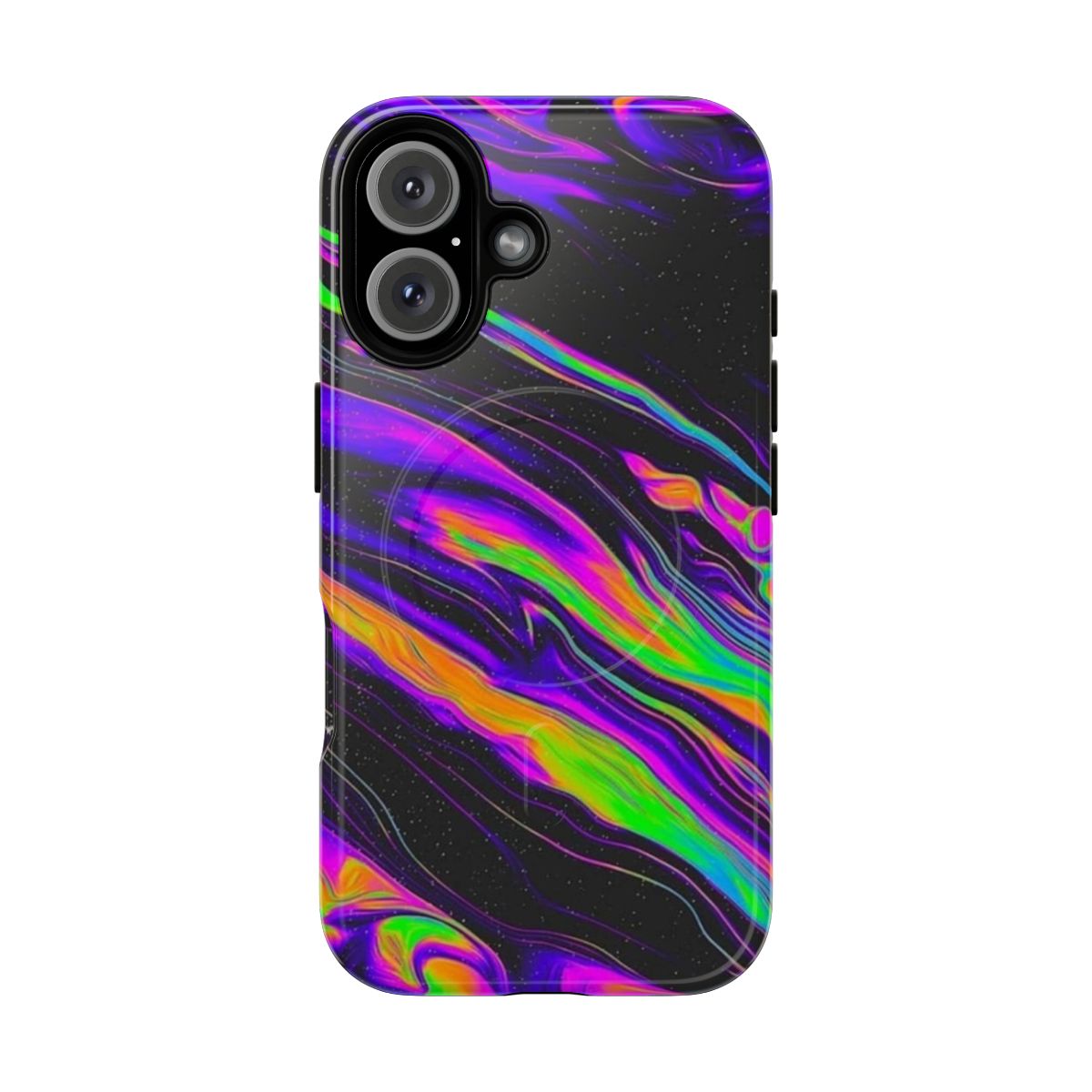 Neon, trippy, and drippy phone case with a vibrant, aesthetic design