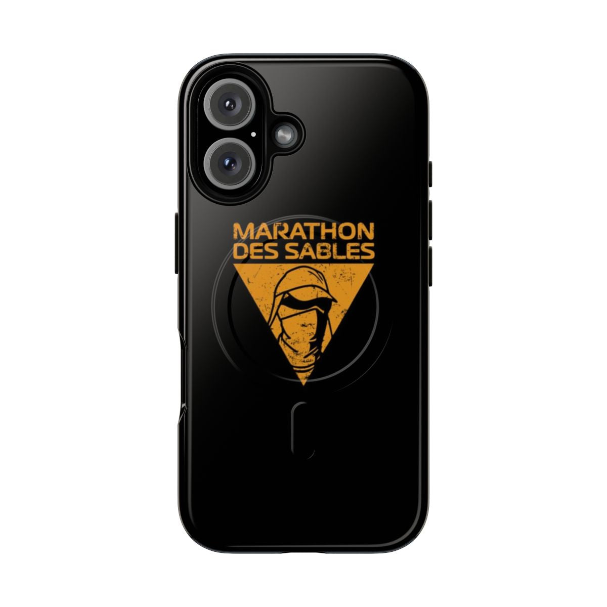 Magnetic tough phone case featuring marathon des sables design