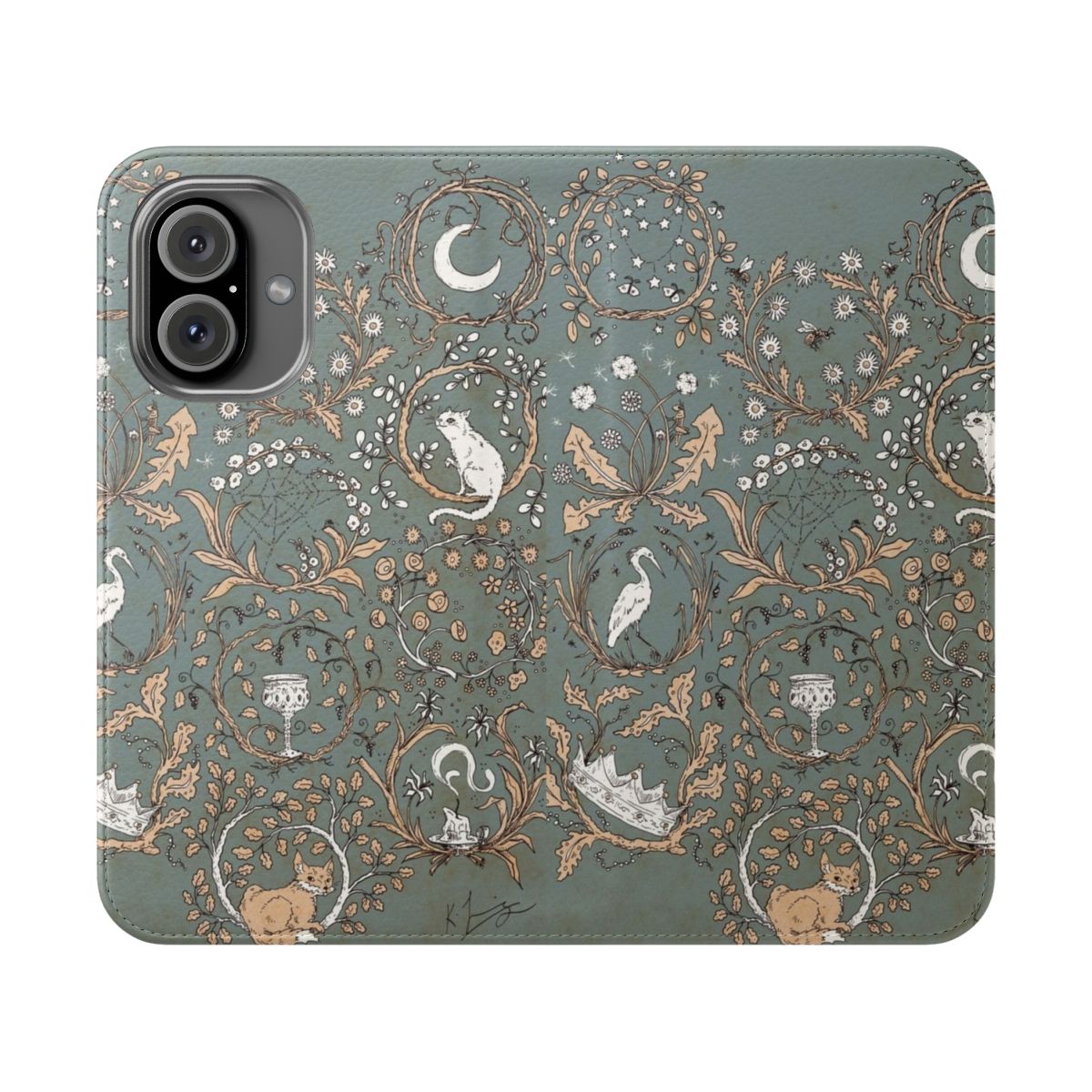 Enchanting fairy tale-inspired phone case with moon, stars, and mysterious elements