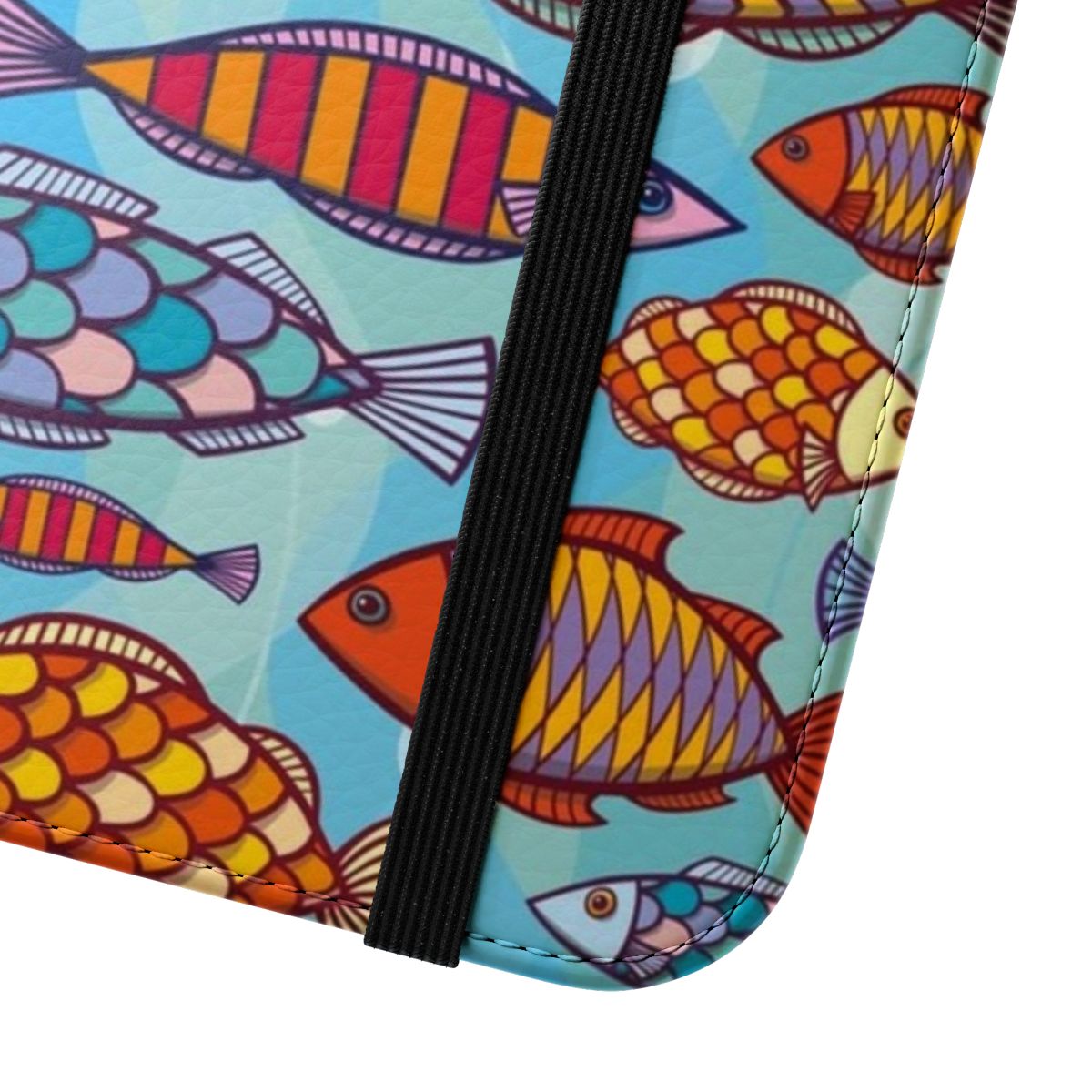 Colorful fish swimming in the ocean on a phone case - Close Up