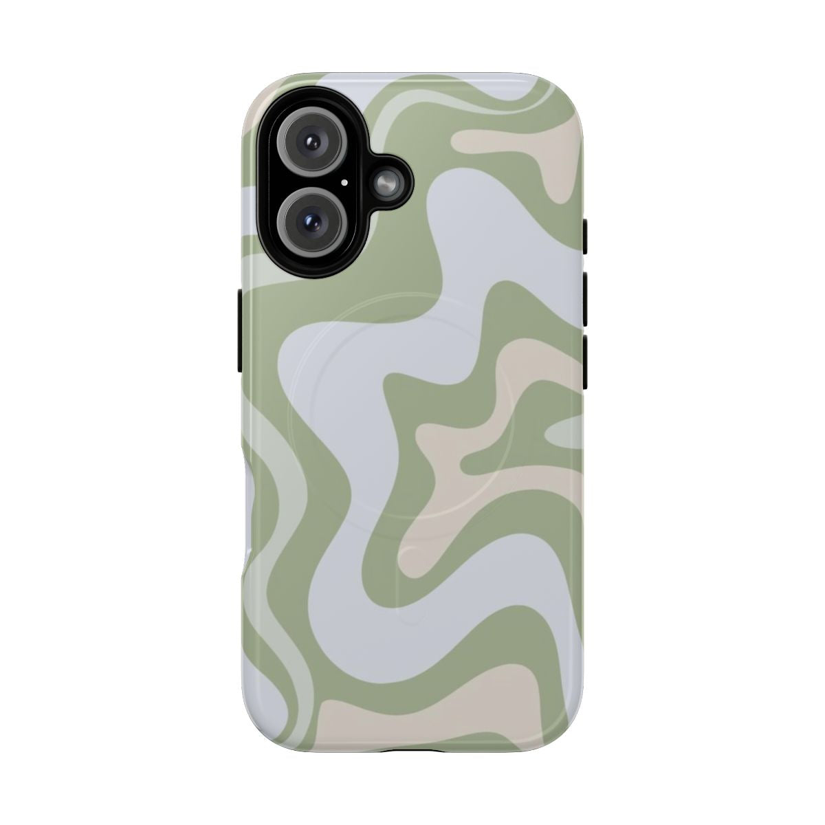 Vibrant sage green and almond abstract artistic pattern on a tough magnetic phone case