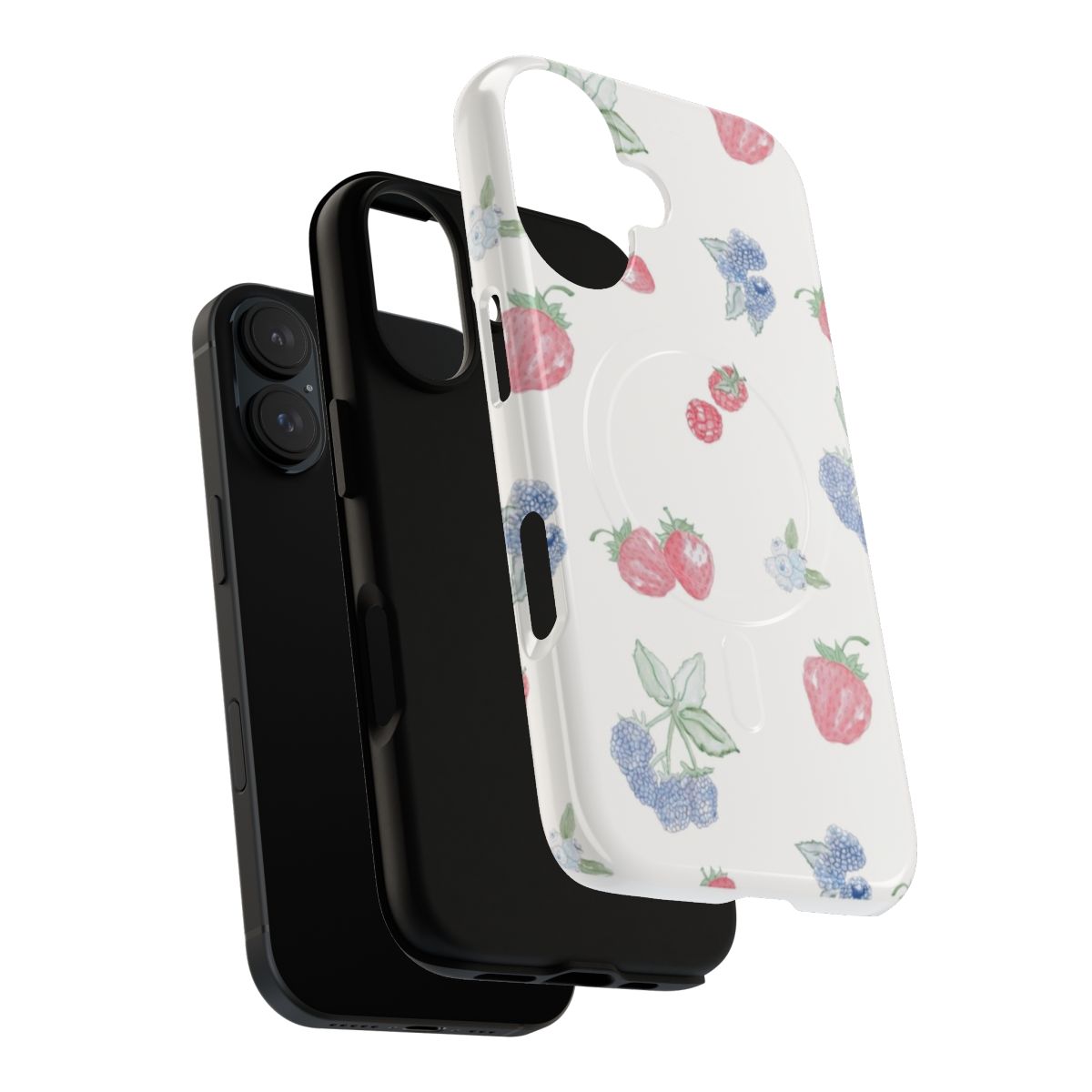 A vibrant berry print phone case with a magnetic, tough design. - Layers